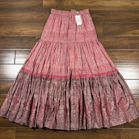 Ro's Garden Womens Size XS Frilly Baltistan‎ A-Line Flounce Maxi Skirt Tiered
